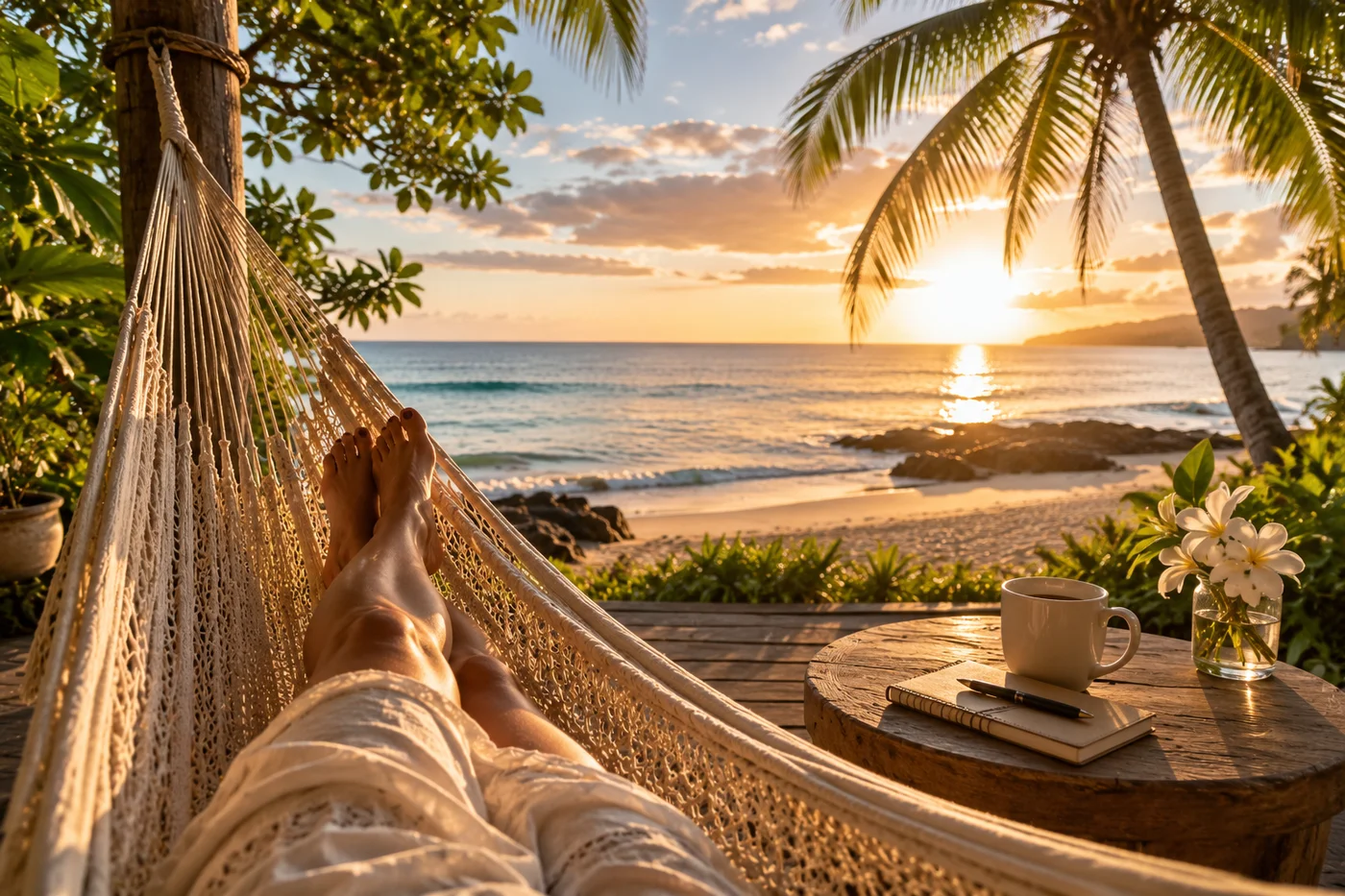 Relaxing hammock on beach - hypnotherapy for fears and phobias