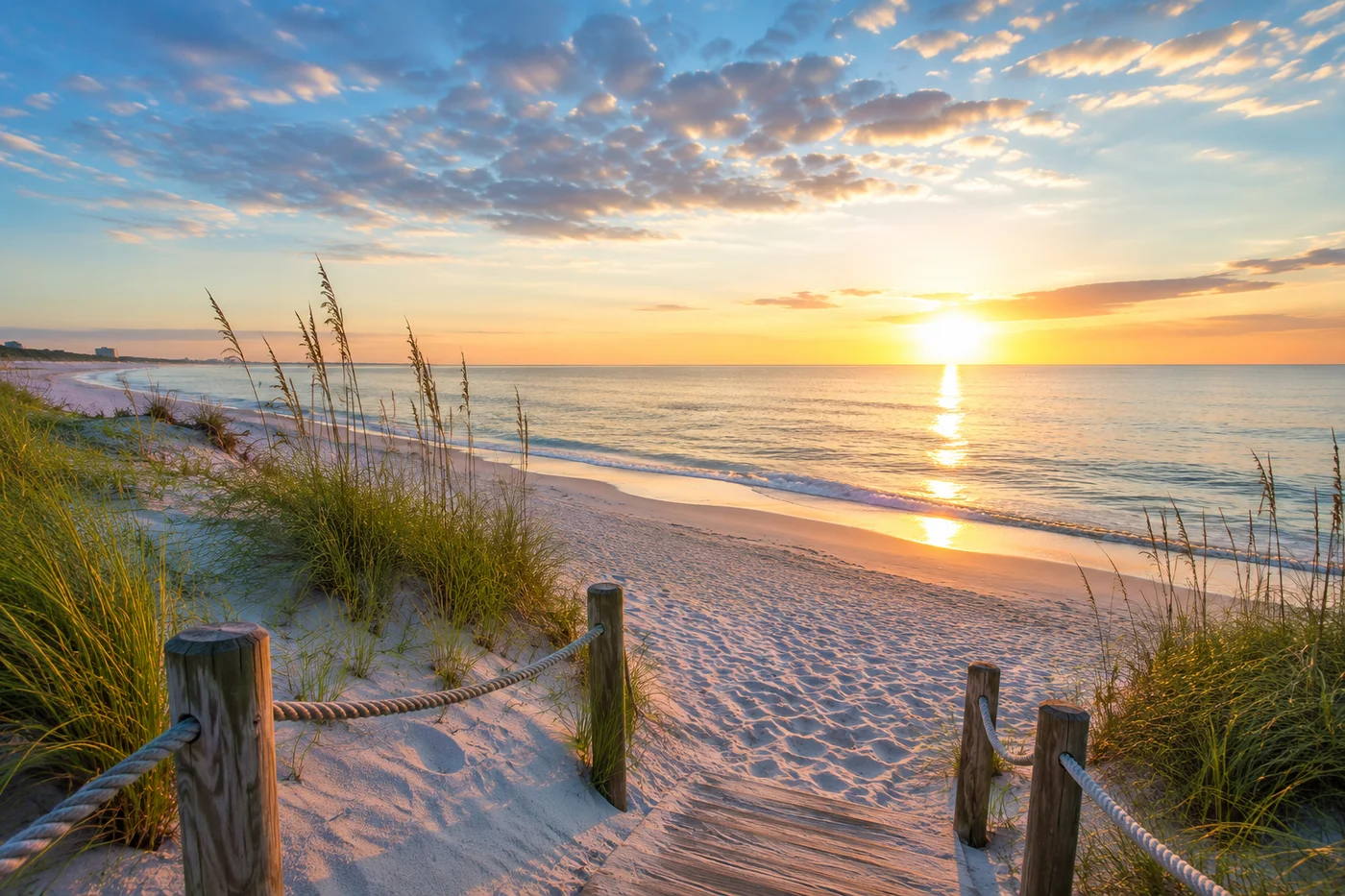 Peaceful beach path at sunset - hypnotherapy for PTSD in Venice FL